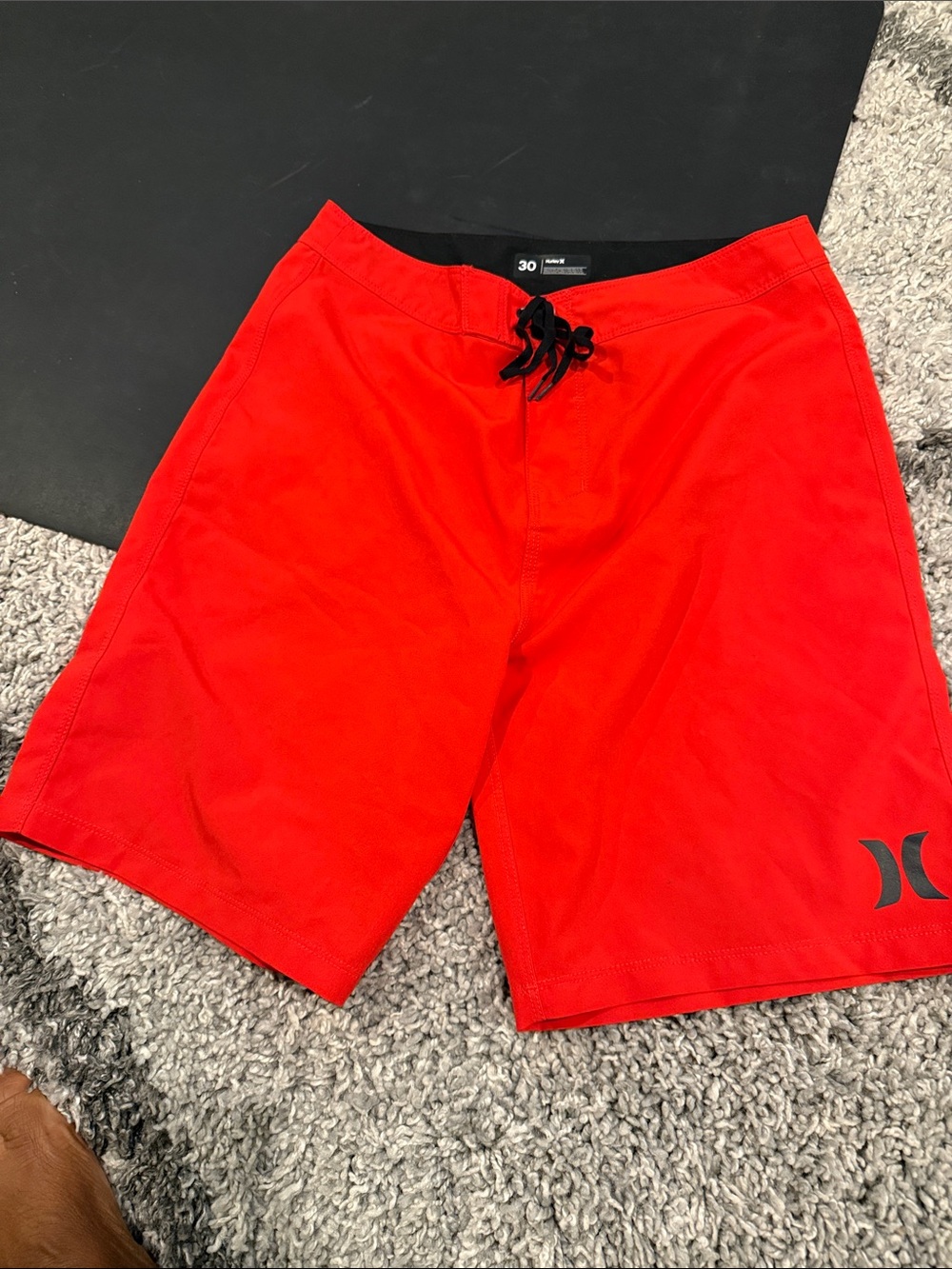 Hurley Men’s Bright Red Board Shorts with Black Drawstring